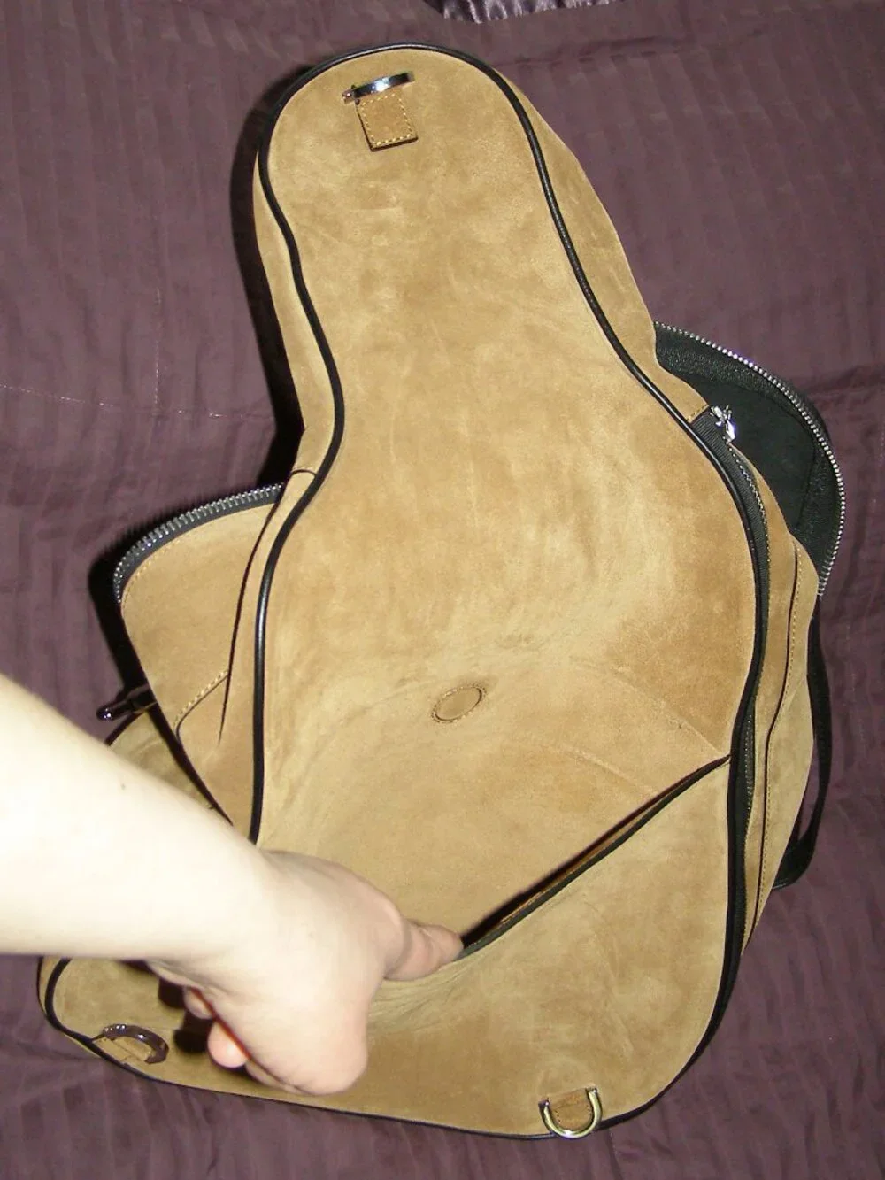 NWT Amiri medium Guitar Bag Brown Suede Backpack Mens Unisex Reversible Straps